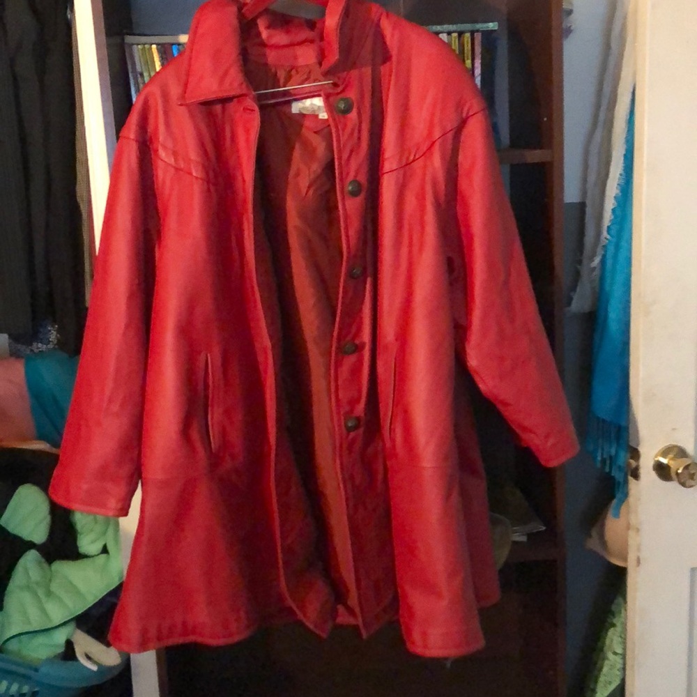 Red Leather Coat